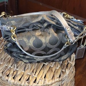 COACH Brown an gold glitter tote.